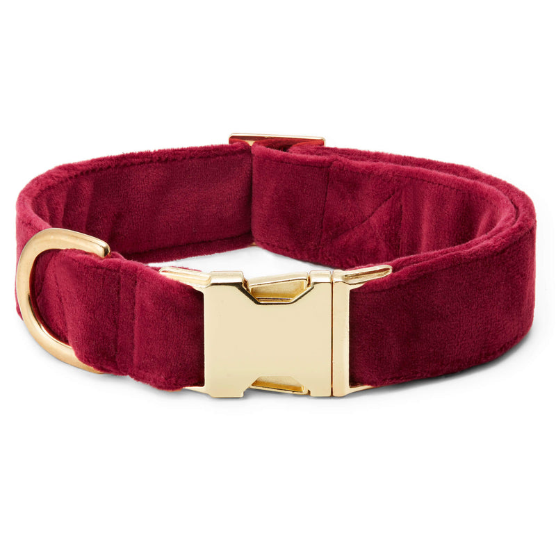 Burgundy Velvet Dog Collar