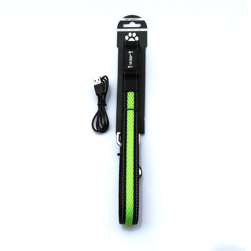 Green LED Light up Dog Lead