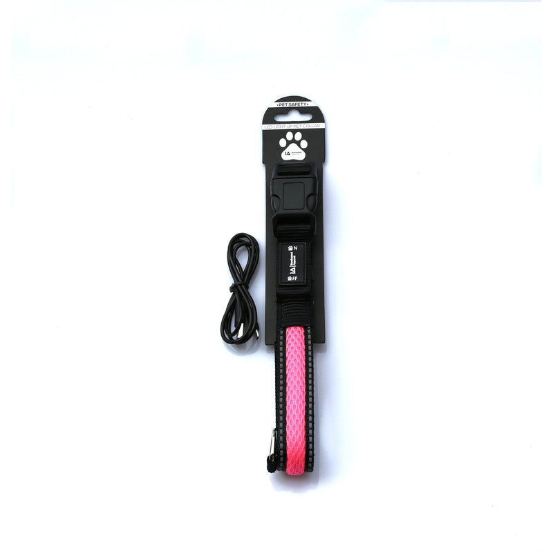 Pink LED Light up Pet Collar | Safe & Visible