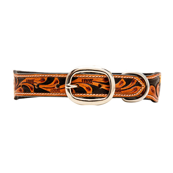 Zoomper Hand-Tooled Leather Dog Collar