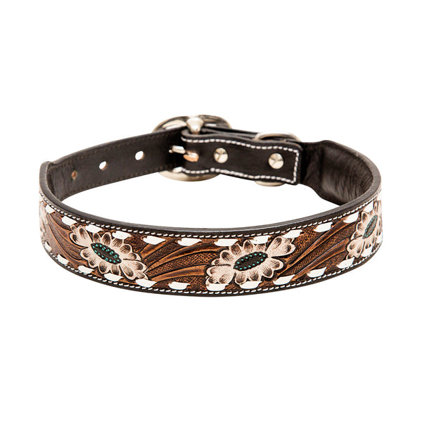 Hotshots Hand-Tooled Leather Dog Collar