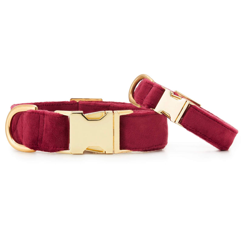 Burgundy Velvet Dog Collar